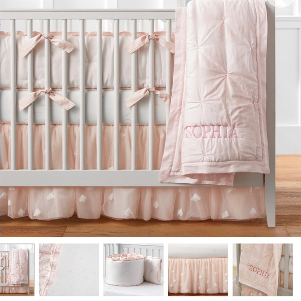 Monique Lhuillier blush pink ethereal bed skirt